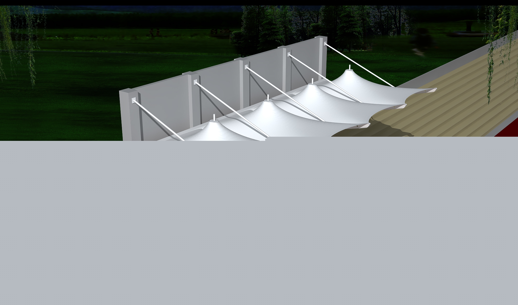 壽陽體育公園膜結(jié)構(gòu)【看臺(tái)雨棚】門球場案例